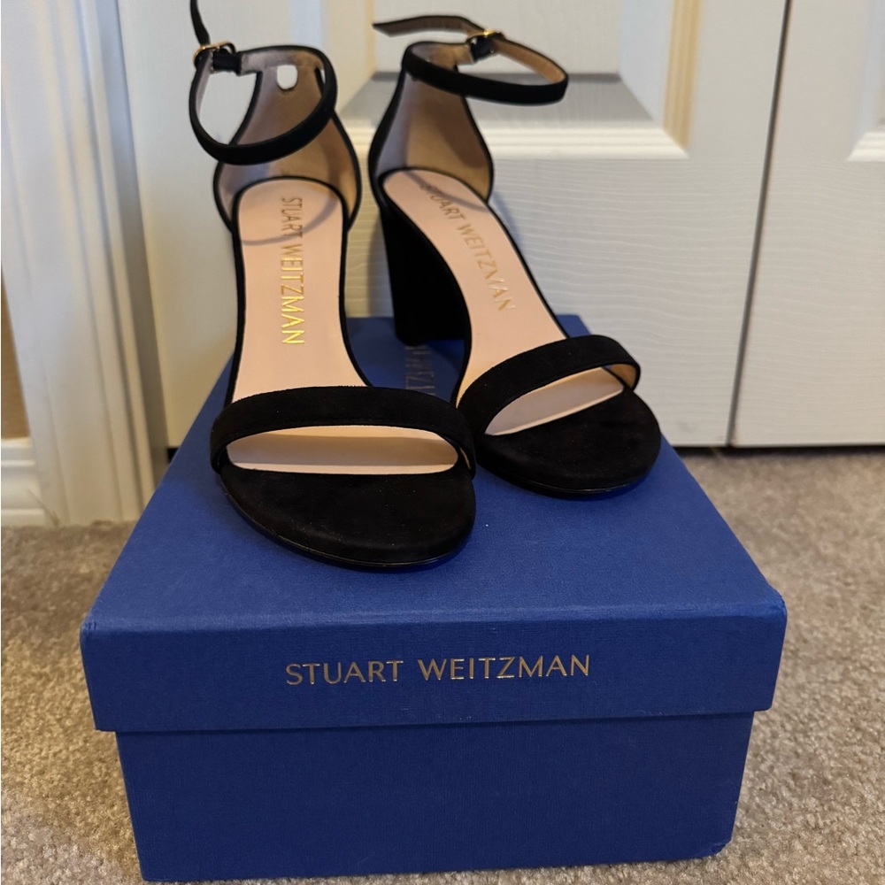 Unworn Stuart Weitzman Black Suede Heels